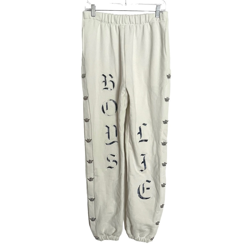 Boys Lie Ivory Oh Snap Side Button Plaid Pants Small